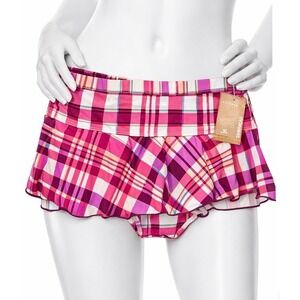 Arizona Jean Co Bikini Bottom XL Pink Plaid Skirted Swim Skirt NWT